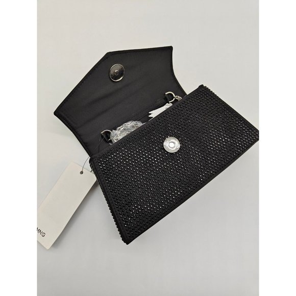 MANGO MNG rhinestone embellished box clutch shoulder bag	- BLACK - Picture 8 of 10